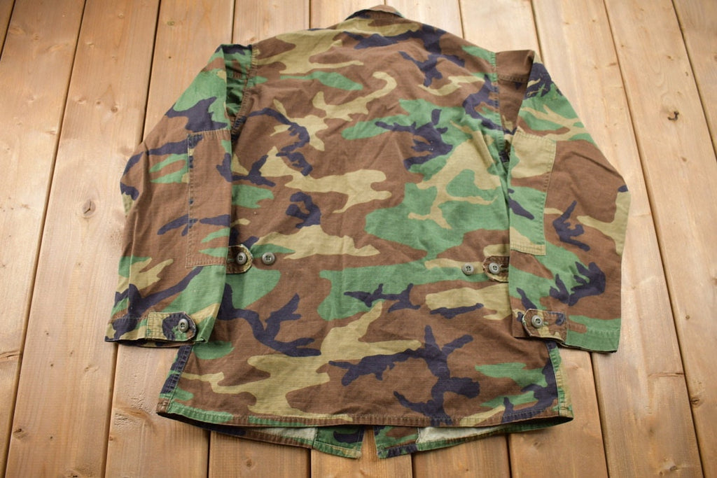 Vintage 1980s Military Army Camo Button Up Shirt