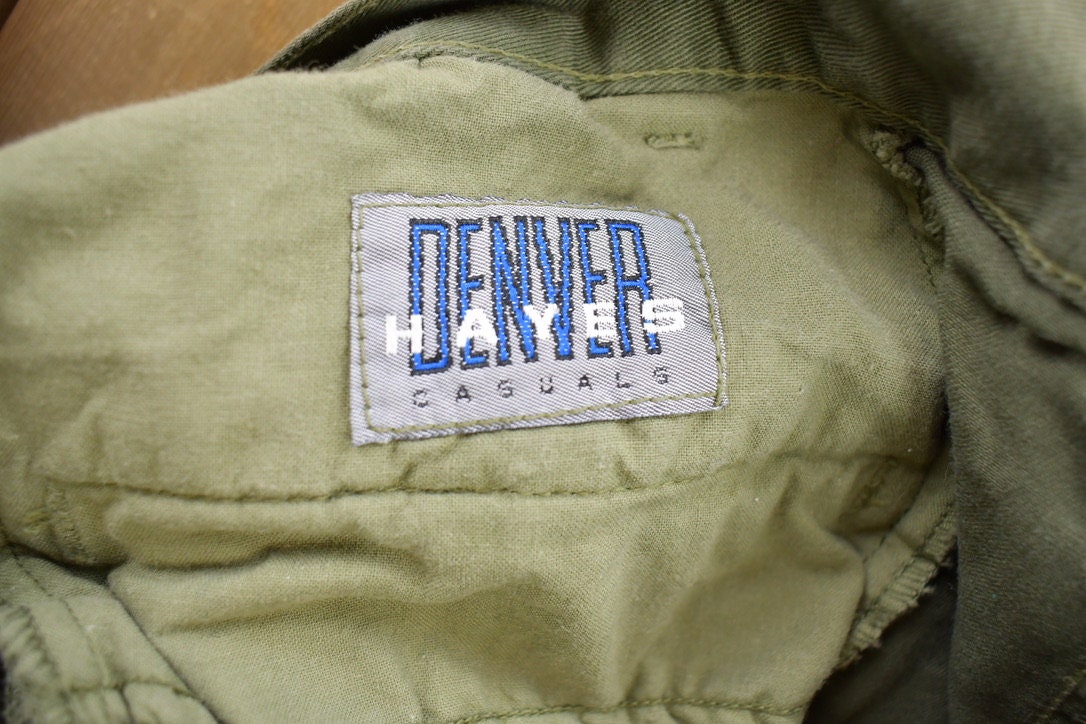 Vintage 1980s Denver Hayes Green Cargo Pants Size 32x30