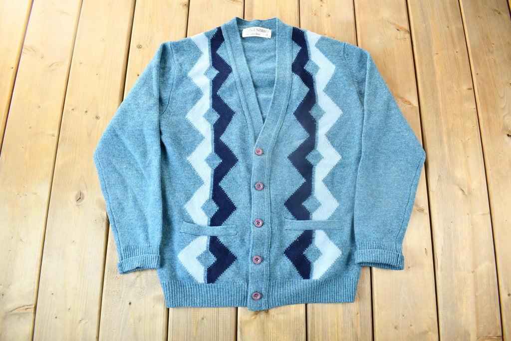 Vintage 1980s Calenzo Lambs Wool Knit Cardigan Sweater