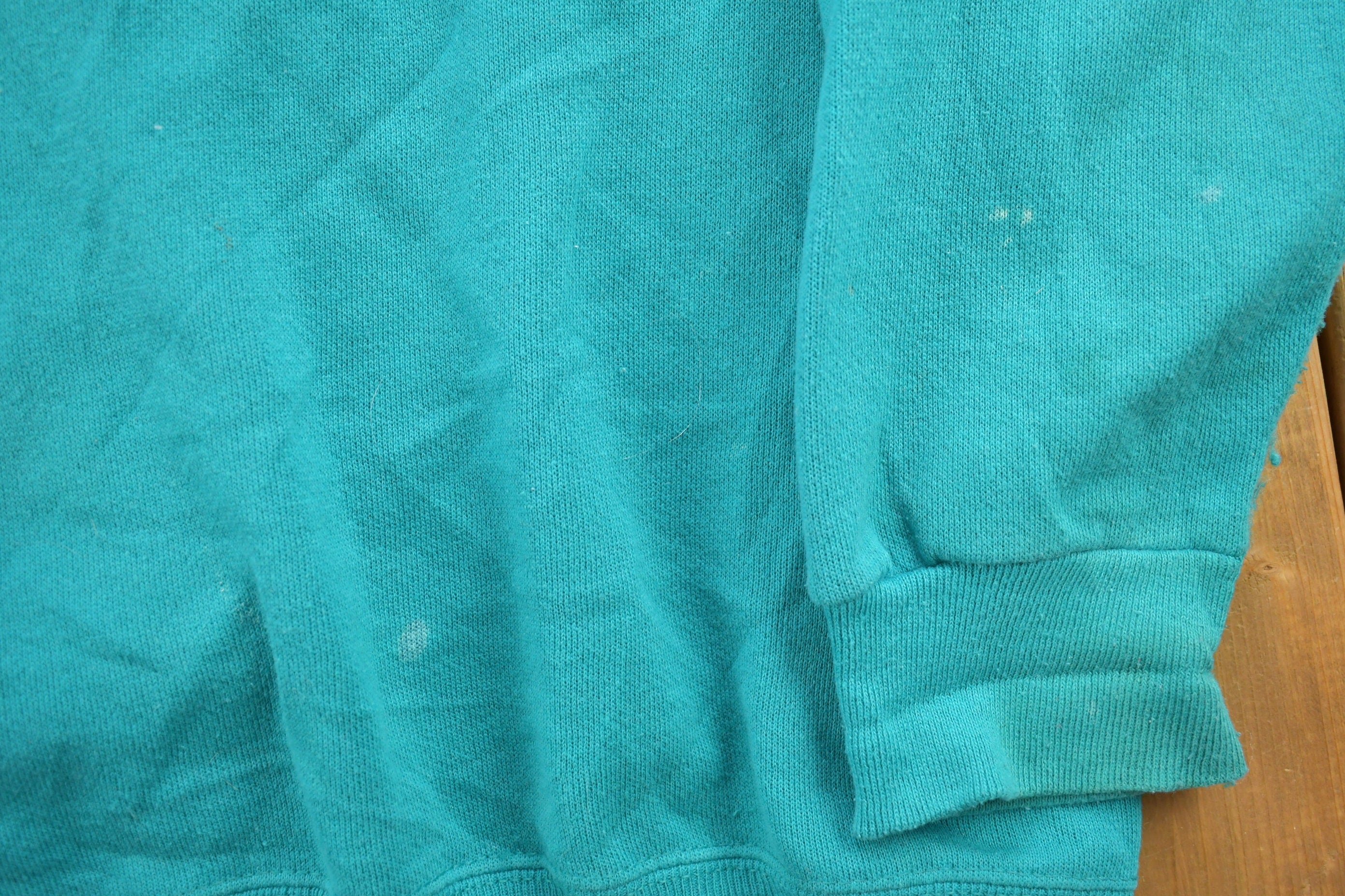 Vintage 1990s Sweats Appeal Turquoise Floral Cardigan Sweater