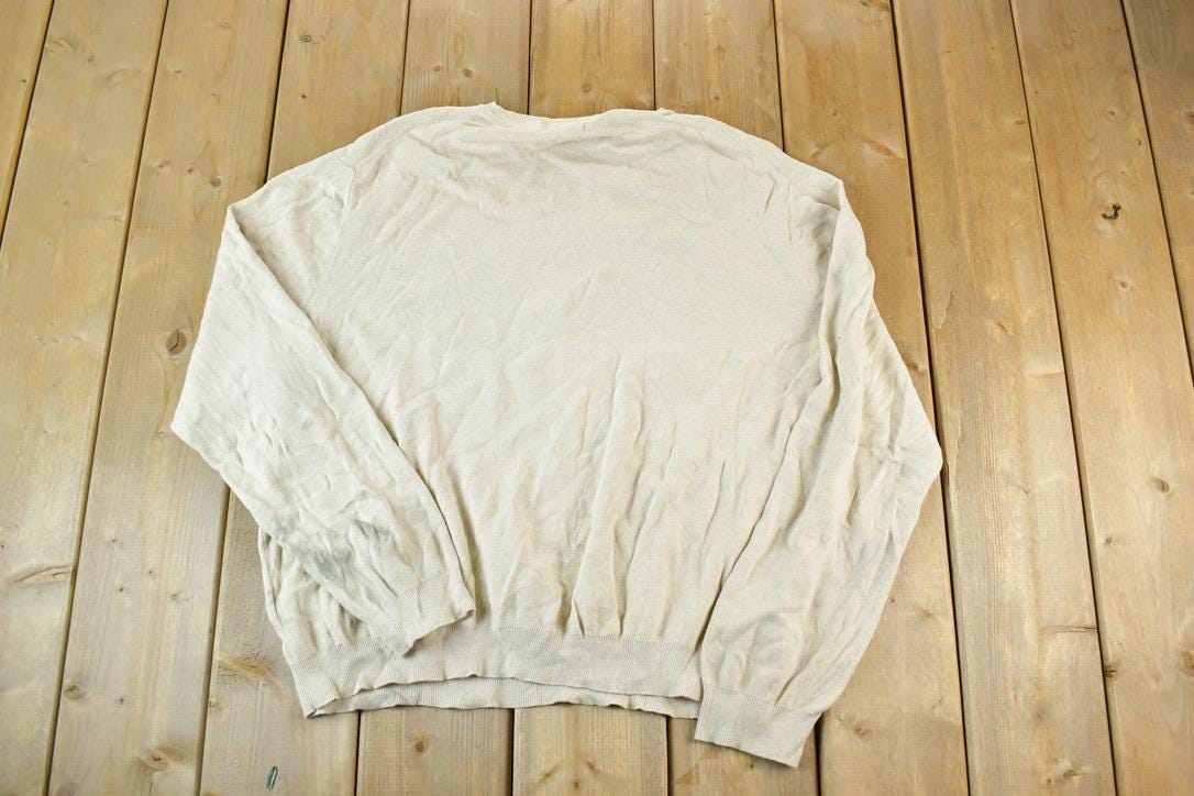 Vintage 1990s Polo By Ralph Lauren 100% Pima Cotton Knit Tan Crewneck Sweater