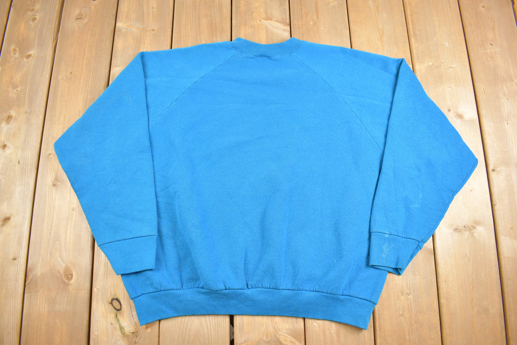 Vintage 1990s Fruit Of The Loom Blank Blue Raglan Crewneck Sweatshirt
