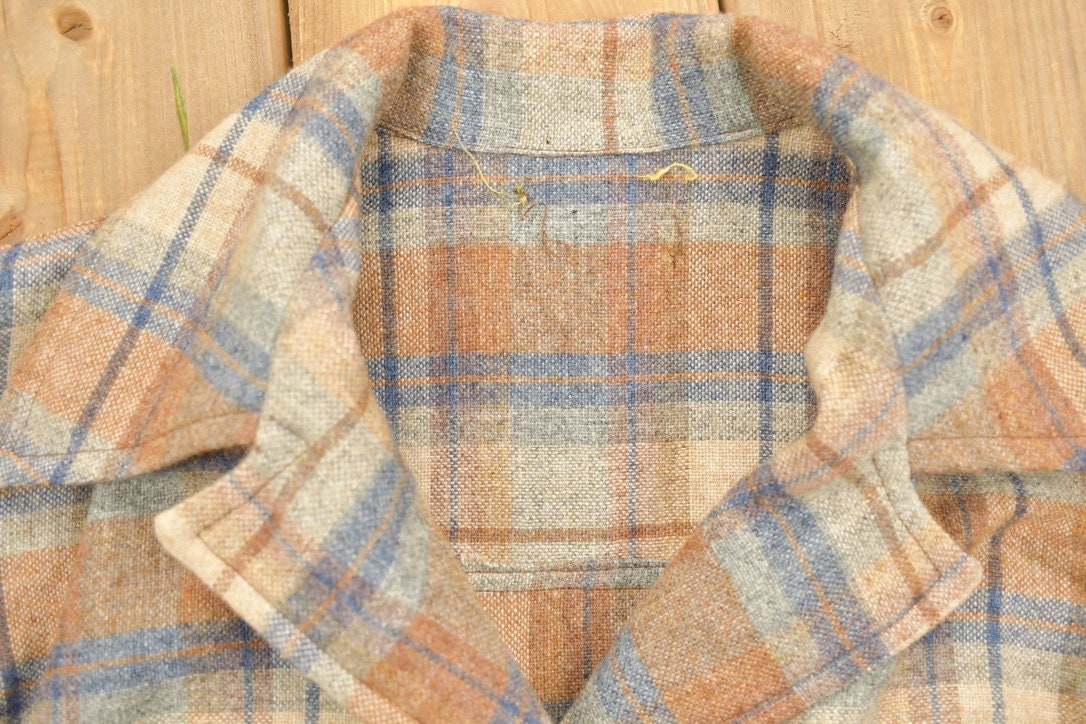 Vintage 1990s Plaid Button Up Blazer Shirt