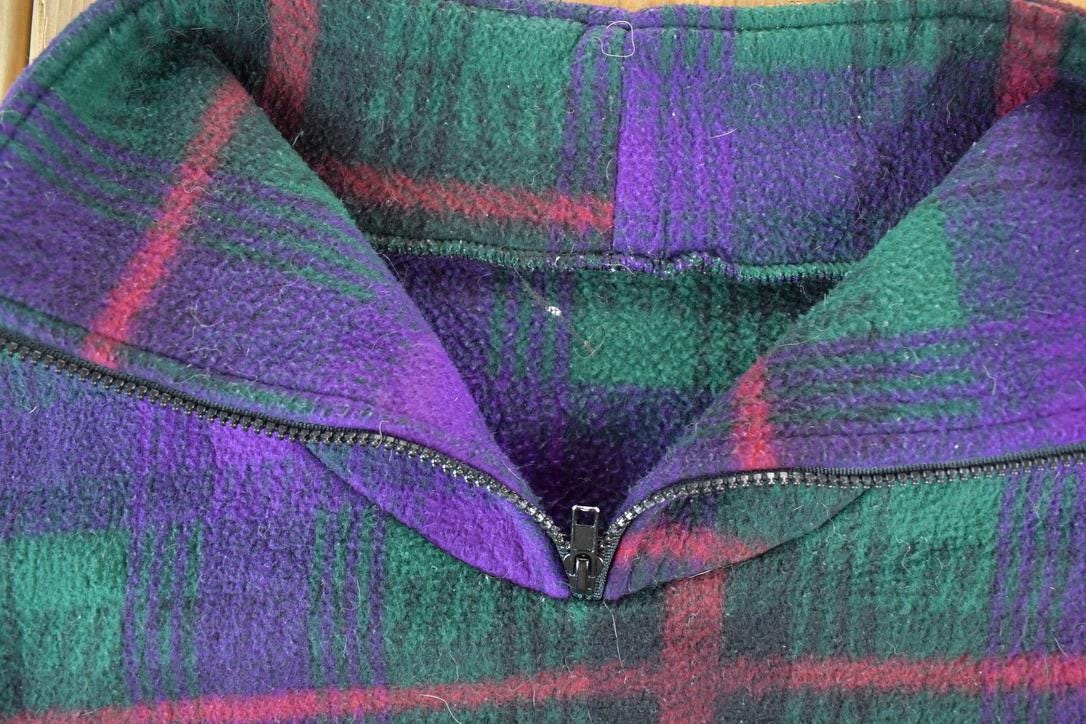 Vintage 1990s Plaid Fleece Outdoorsman Sweater