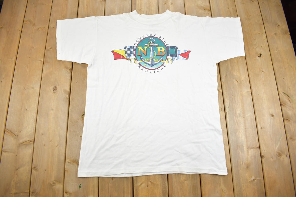 Vintage 1990s New Port Blue Nautical T Shirt