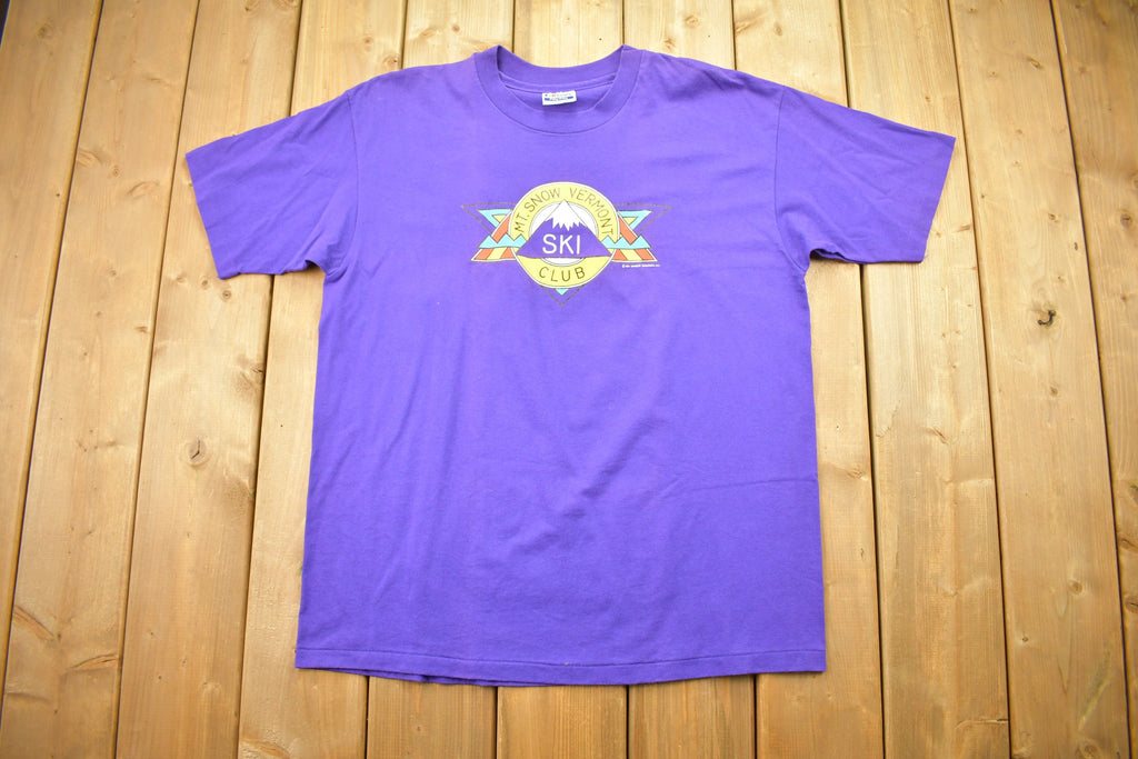 Vintage 1991 T-Shirt Mt. Snow Vermont Ski Club Graphic T Shirt