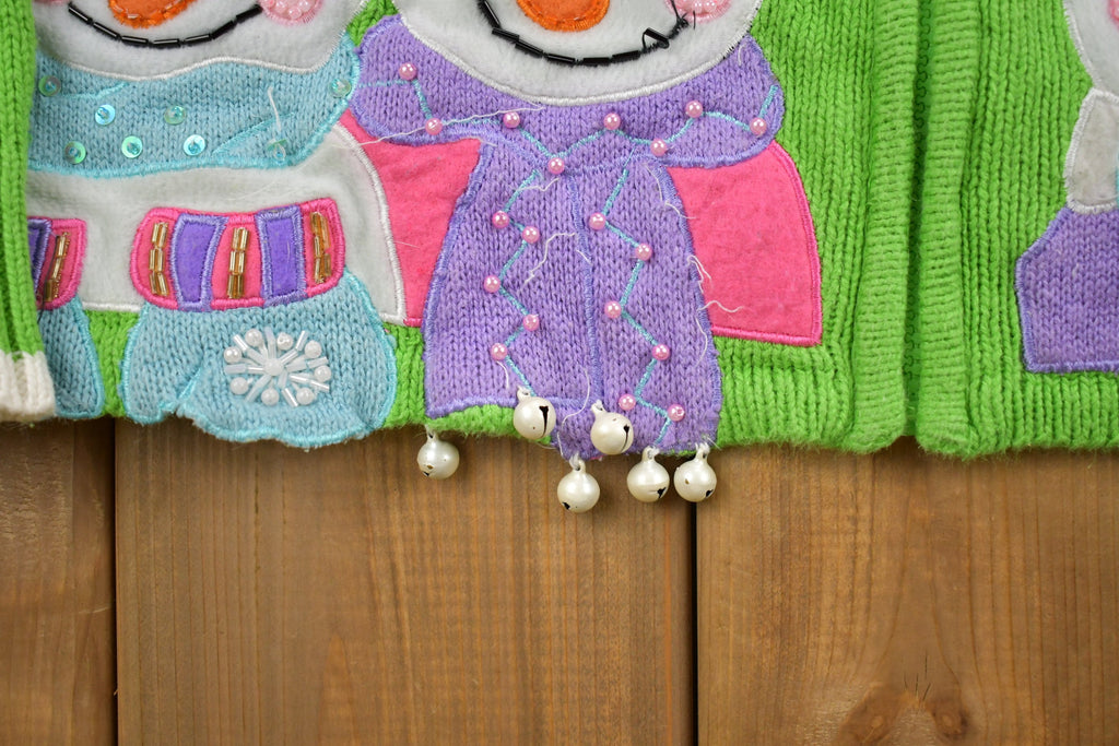 Vintage Carly St. Claire Snowman Embroidered Zip Up Christmas Sweater , 90s Holiday Crewneck , Winter Wear , Festive Graphic Print