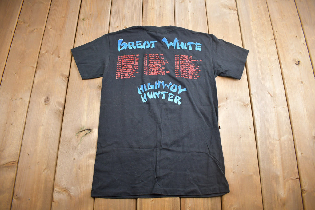 Vintage 1989 Great White Mista Bone Highway Hunter Tour Band T-shirt