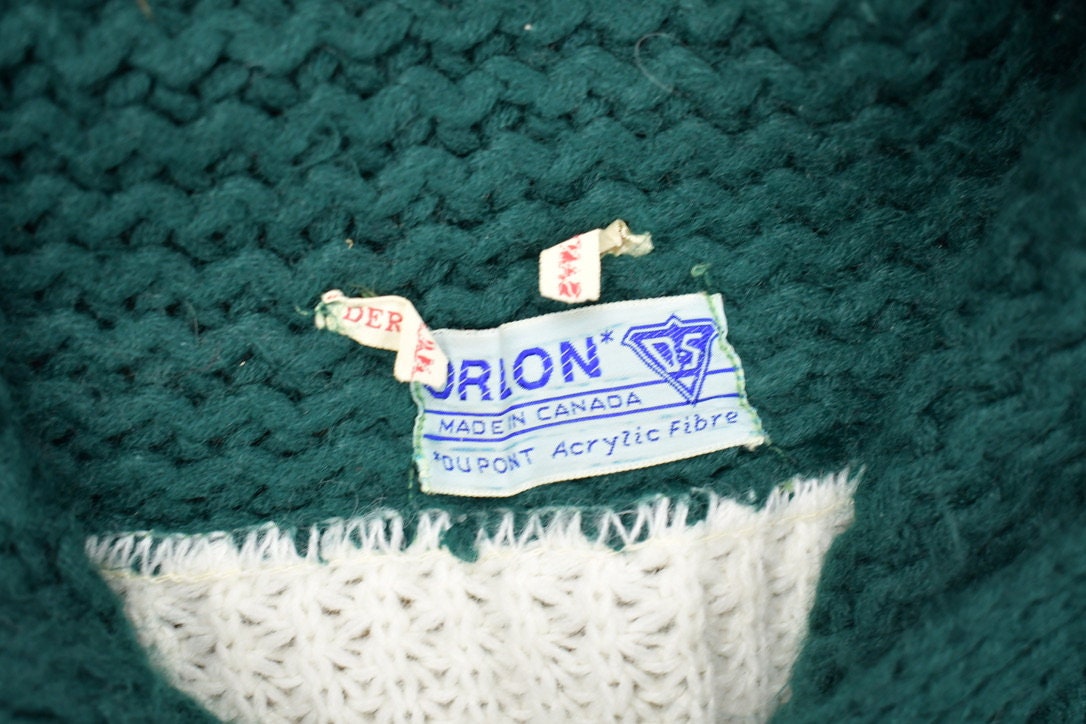 Vintage 1970s Orlon Shawl Collar Knit Cardigan Sweater / Vintage Cardigan / Button Up / Made In Canada