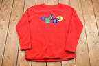 Vintage 1990s Christmas Reindeer Embroidered Crewneck Sweater , 90s Holiday Crewneck ,Winter Wear , Festive Graphic Print