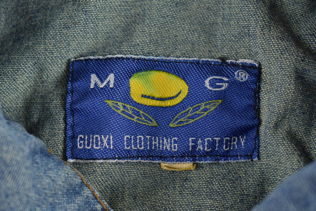 Vintage 1980s Guoxi Clothing Factory Denim Shirt Dress