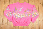 Vintage 1990s Canadian Hummingbirds AOP Graphic Print Crewneck Sweatshirt Womens XL