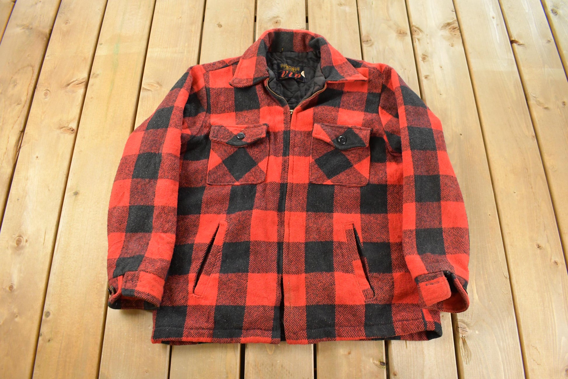 Vintage 1970s VIP Insulated Flannel Jacket Men's Large