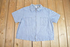 Vintage 1990s Cherokee Plus Size Cropped Fit Plaid Zippered Flannel Shirt