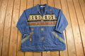 Vintage 1990s Aztec Western Denim Jean Jacket