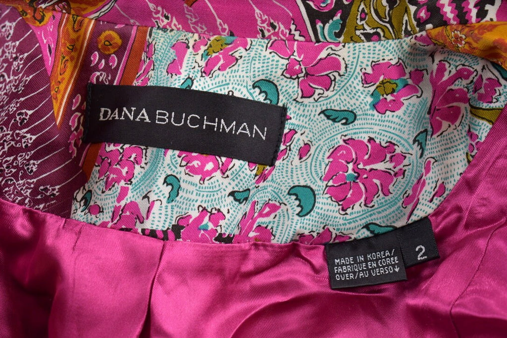 Vintage 1990s Dana Buchman Abstract Pattern Full Length Coat