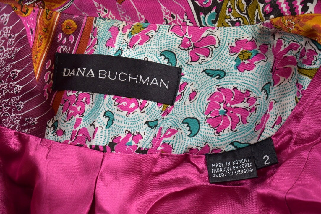 Vintage 1990s Dana Buchman Abstract Pattern Full Length Coat