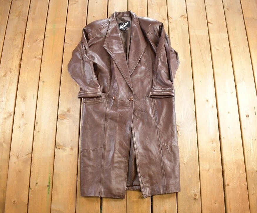 Vintage 1990s Winlit Leather Trench Coat Jacket