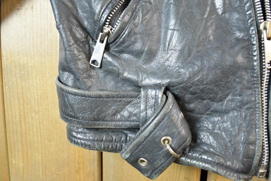 Vintage 1980s Leather Gold Harley Davidson Motorcycle Perfectly Distressed Biker Jacket Made In USA