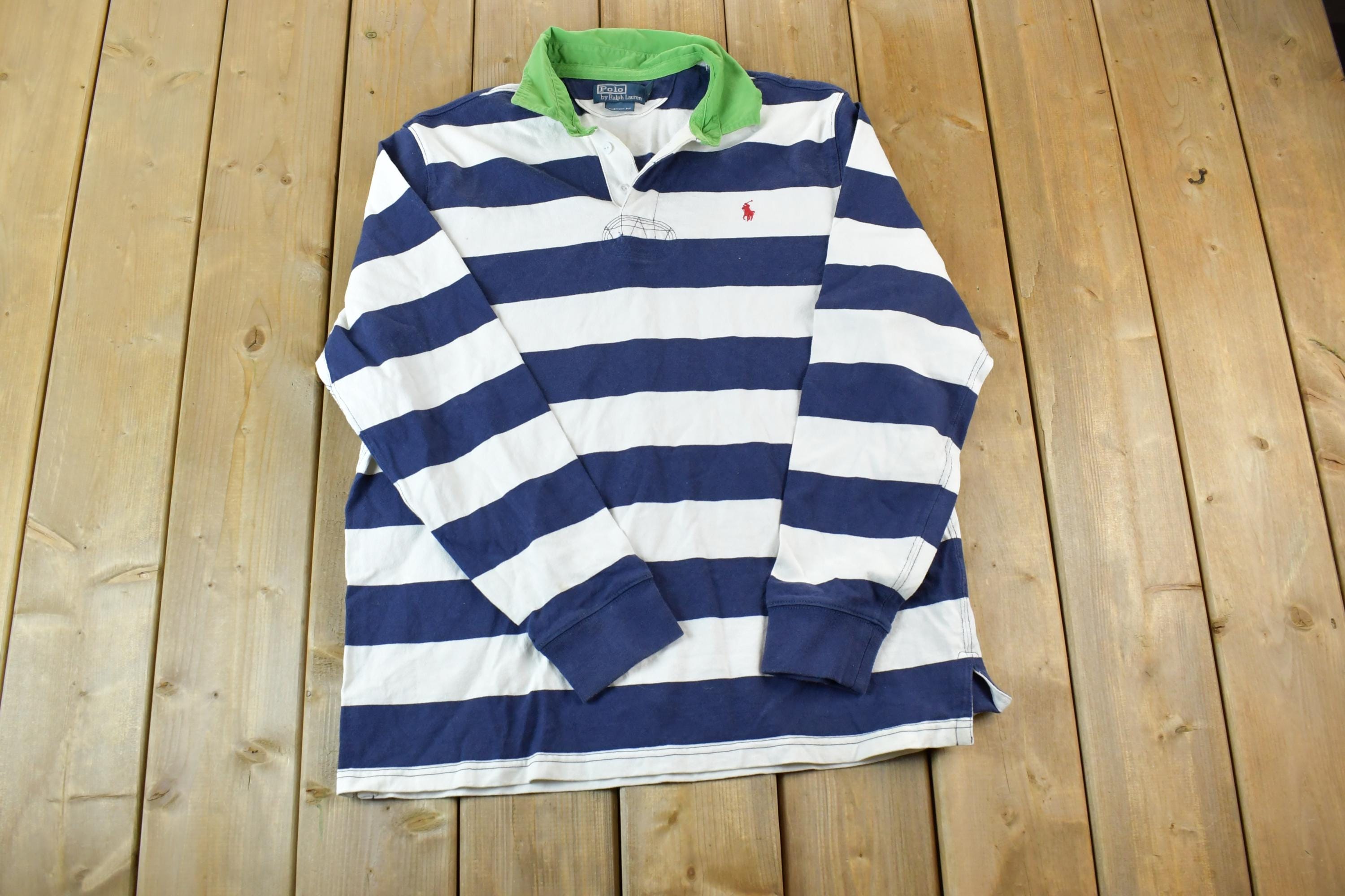 Vintage 1990s Polo By Ralph Lauren Quarter Button Up Long Sleeve Rugby Style Shirt