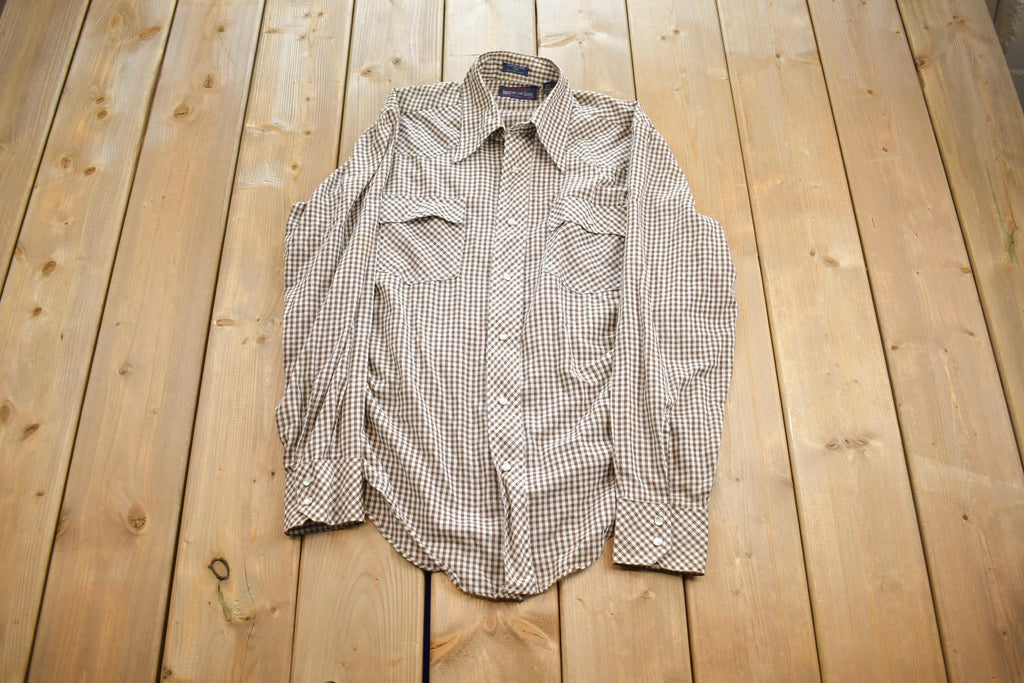 Vintage 1990s Fruit Of The Loom Royal Collection Gingham Casual Button Up Shirt