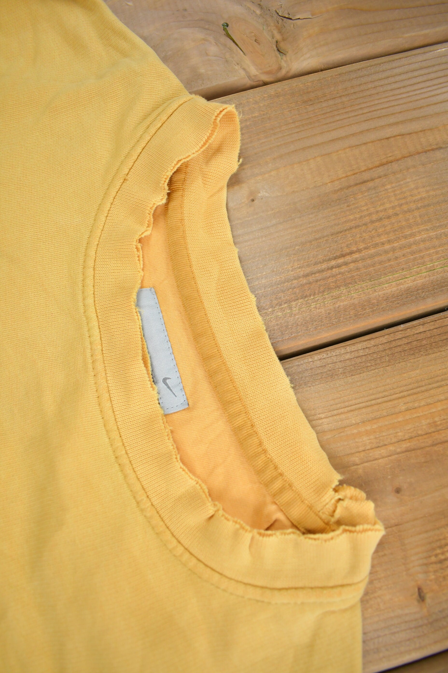 Vintage Y2K Nike Yellow Embroidered Mini Swoosh Crewneck Sweatshirt / Vintage Nike / Sportswear / Sun Faded Crewneck