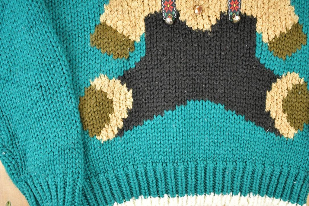 Vintage 1990s Far And Near Cute Teddy Bear Chunky Knit Crewneck Sweater Women's S