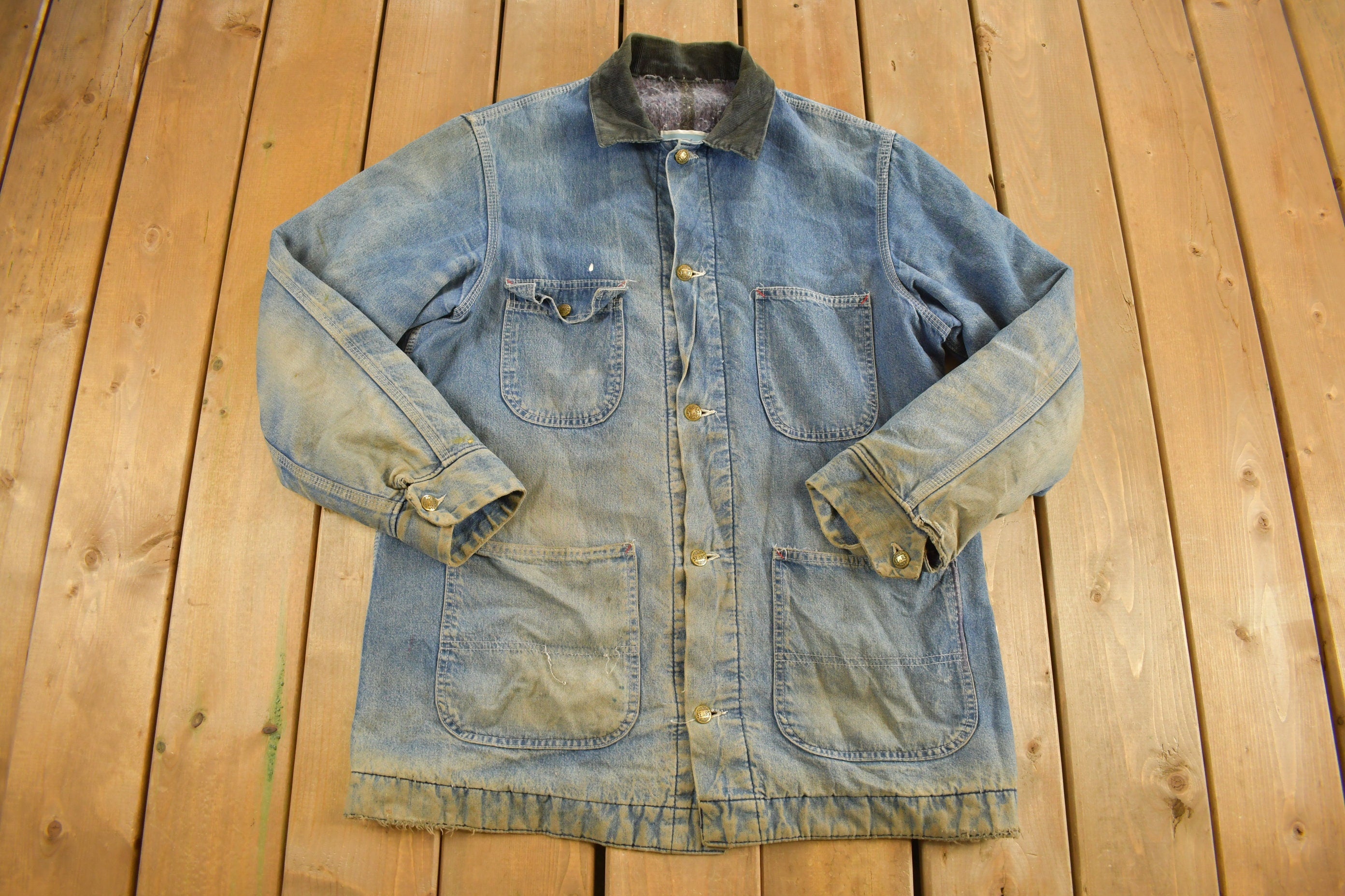 Vintage 1980s Work Leisure Sears Denim Jean Jacket