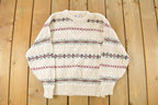 Vintage 1990s Isle of Cotton Abstract Knit Crewneck Sweater Women's Medium