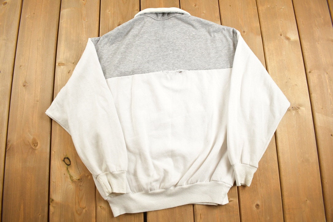 Vintage 1989 San Francisco 'I Survived The Earthquake' Quarter Zip Collared Sweatshirt