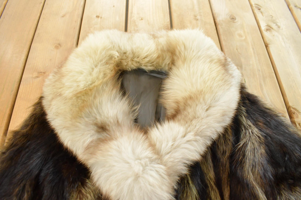 Vintage 1970s Brown Racoon Fur Coat Women's Medium