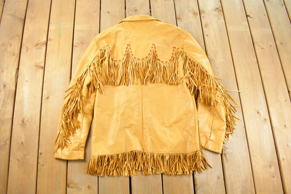 Vintage 1970s Leather Western Fringe Jacket Women's M