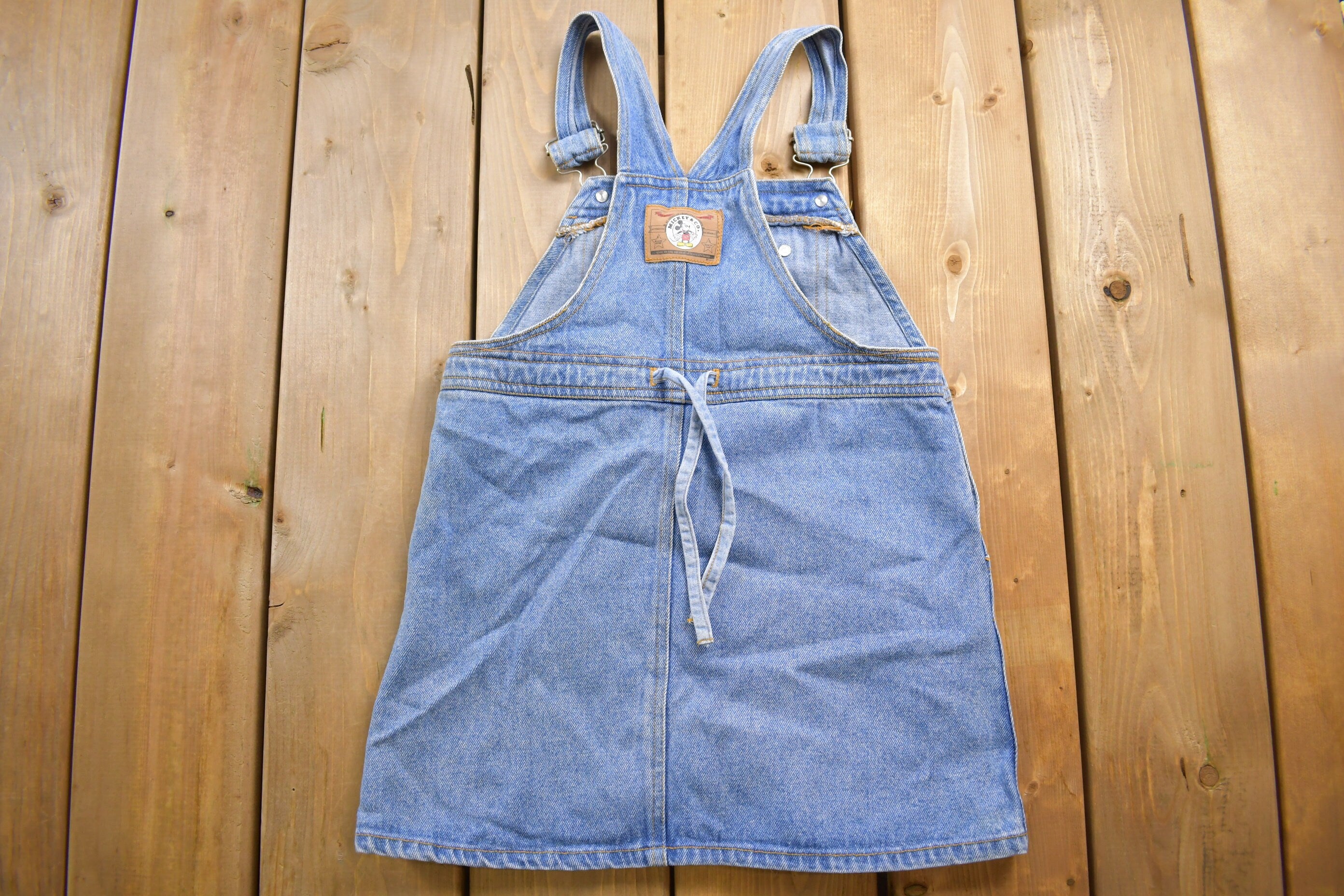 Vintage 1990s Disney Mickey Mouse Embroidered Denim Jean Skirt