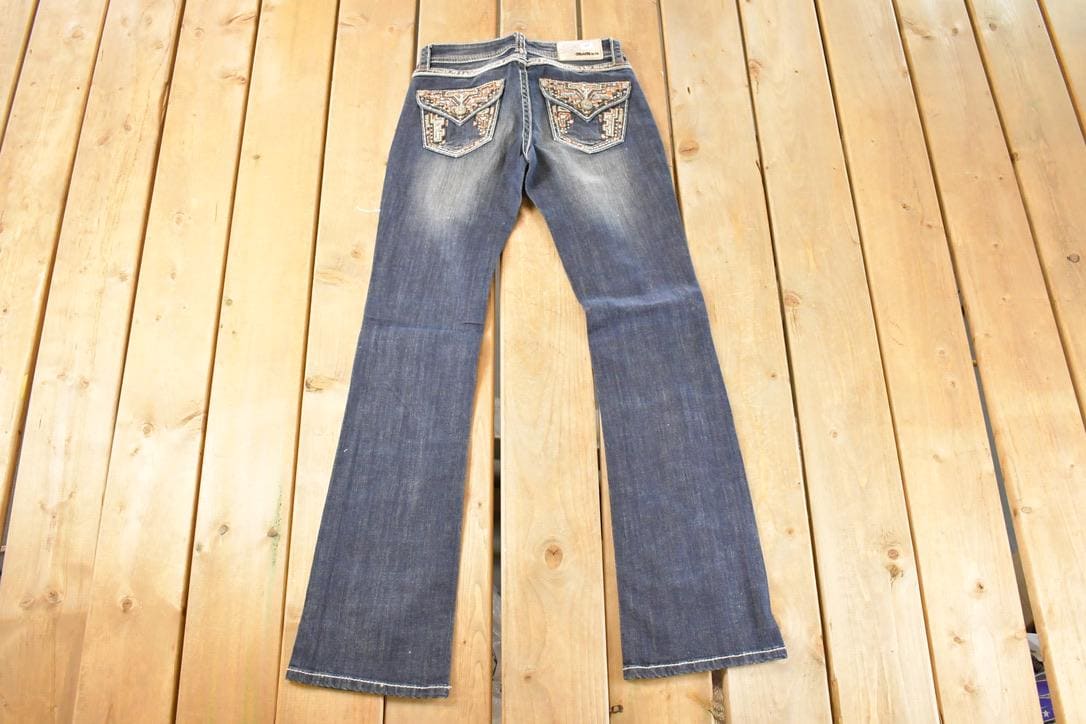 Vintage Deadstock Y2K Grace In LA Bedazzled Bootcut Low Rise Skinny Jeans Women's Size 27 x 32