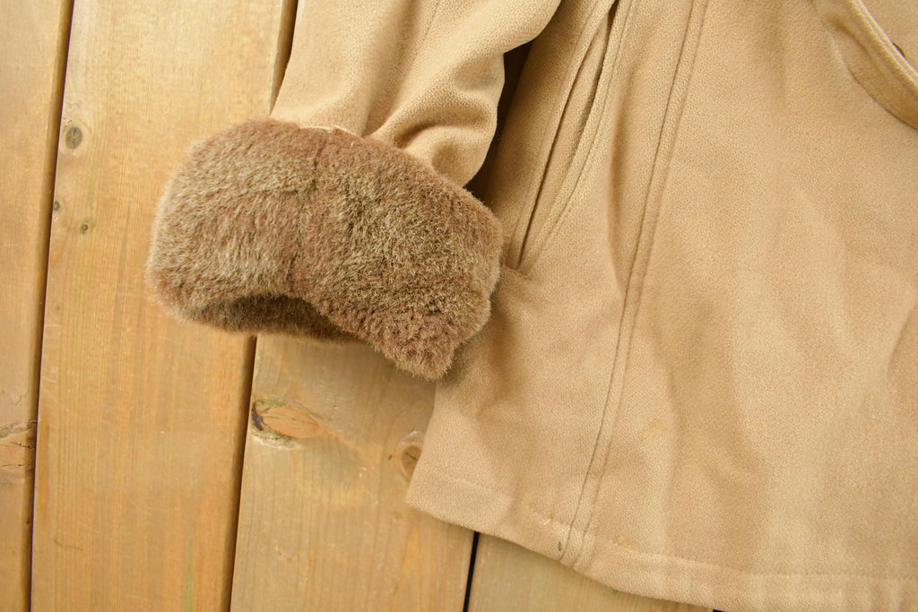 Vintage 1990s Sequence Faux Shearling Coat Women's Medium