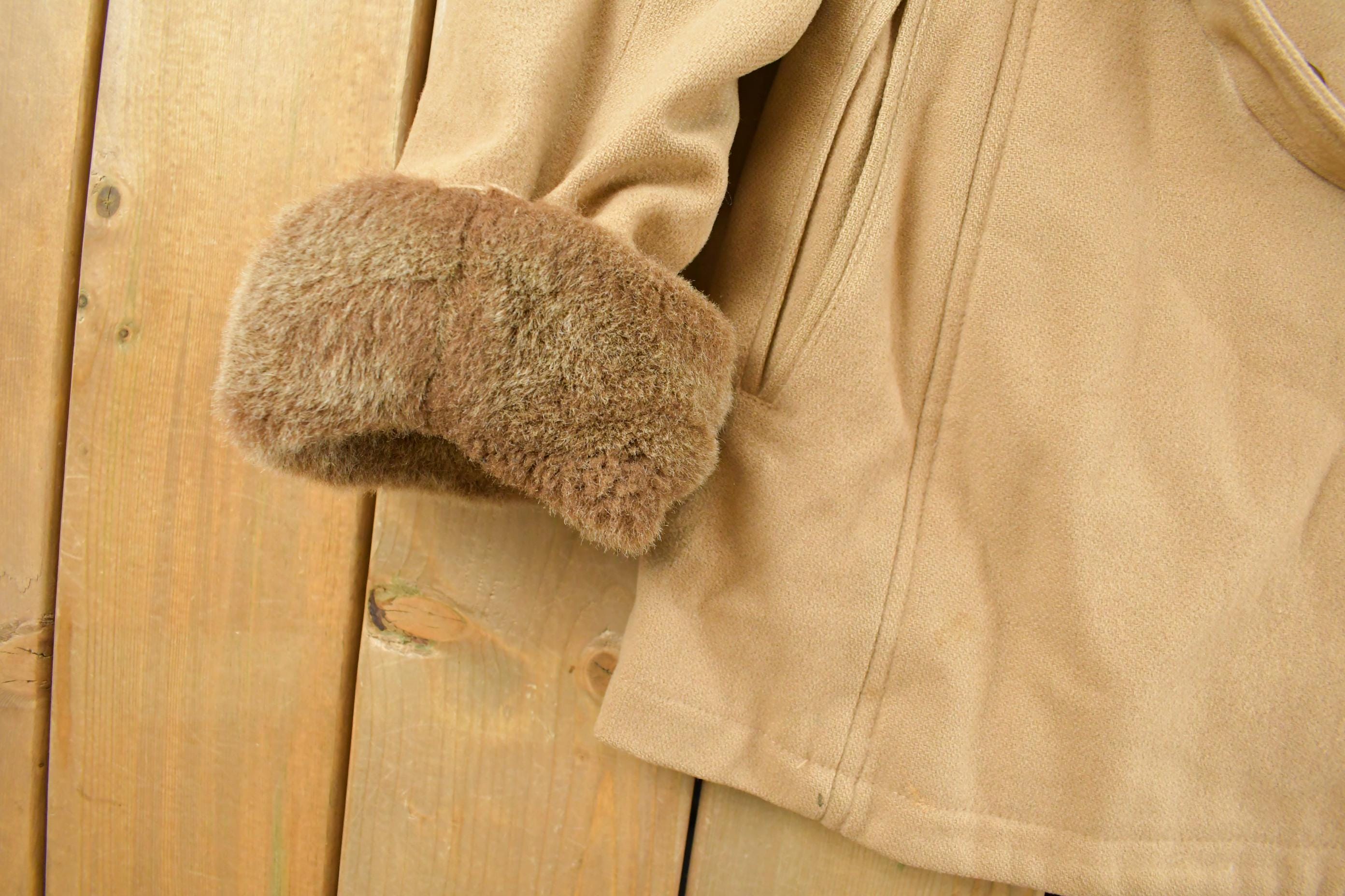 Vintage 1990s Sequence Faux Shearling Coat Women's Medium