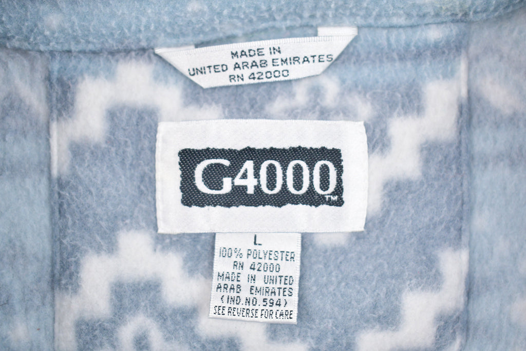 Vintage 1990s Pastel Blue Zip Up Fleece Sweater