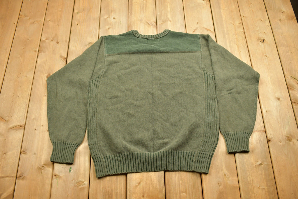 Vintage 1990s Timberland Army Green Knit Crewneck Sweatshirt