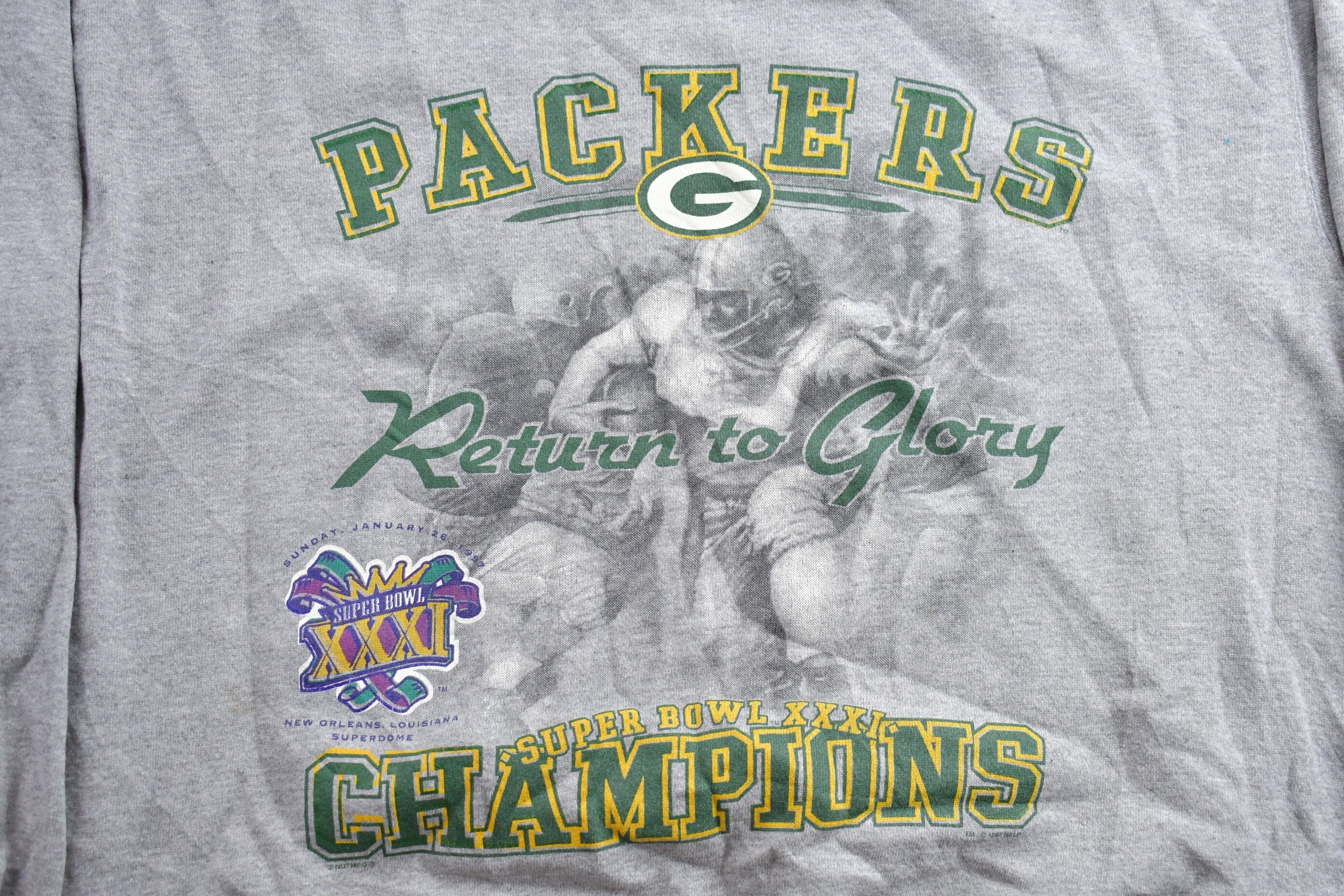 Vintage 1997 Super Bowl 31 Green Bay Packers NFL Crewneck Sweatshirt