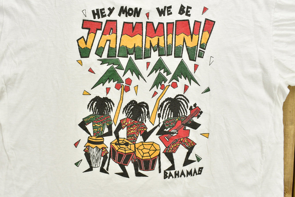 Vintage 1990s Hey Mon Are Jammin Bahamans T-Shirt