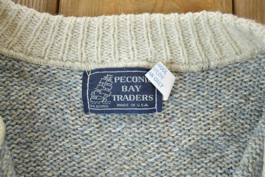 Vintage 1990s Peconic Bay 100% Wool Knit Sweater