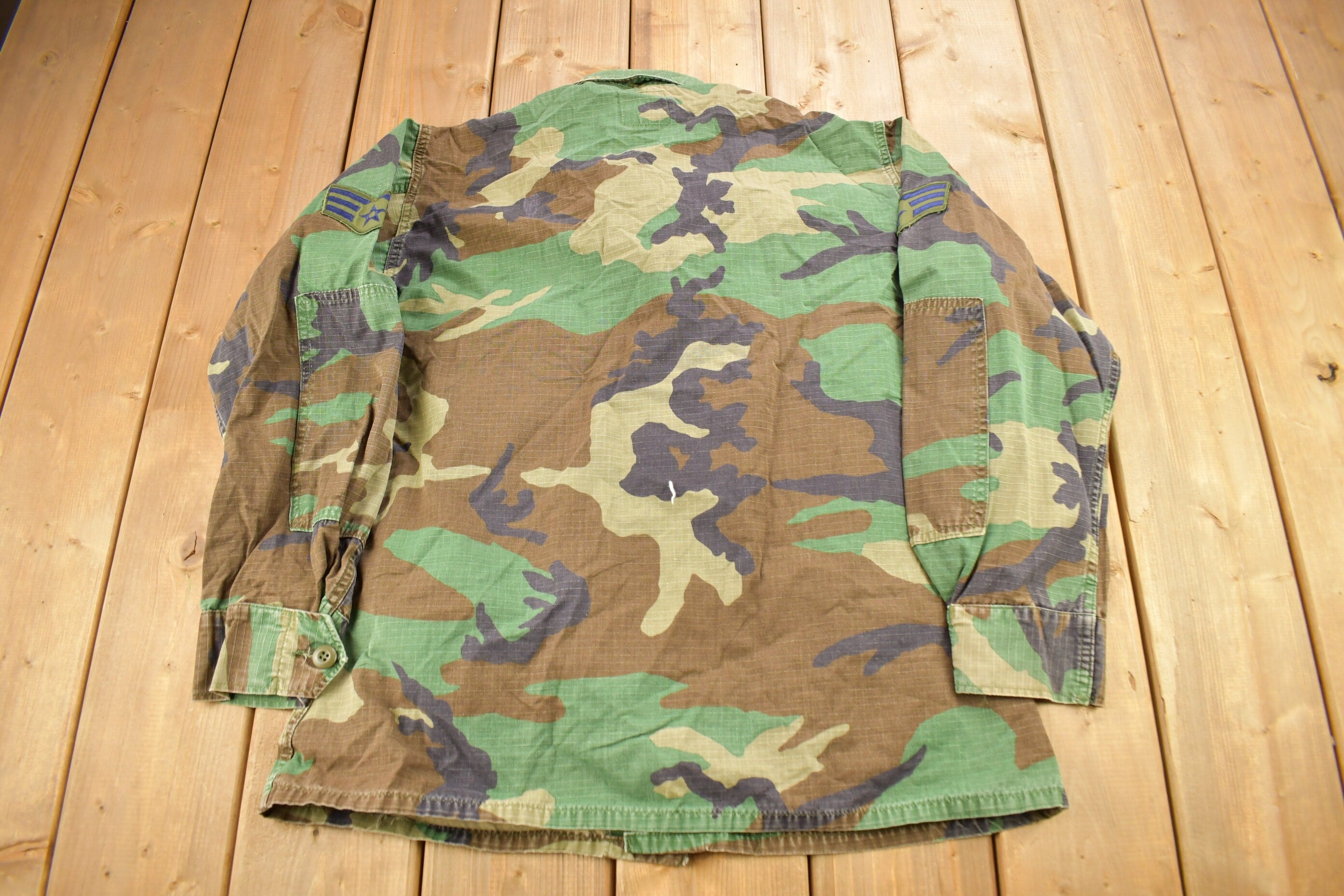 Vintage Military Woodland Camouflaged Button Up Shirt