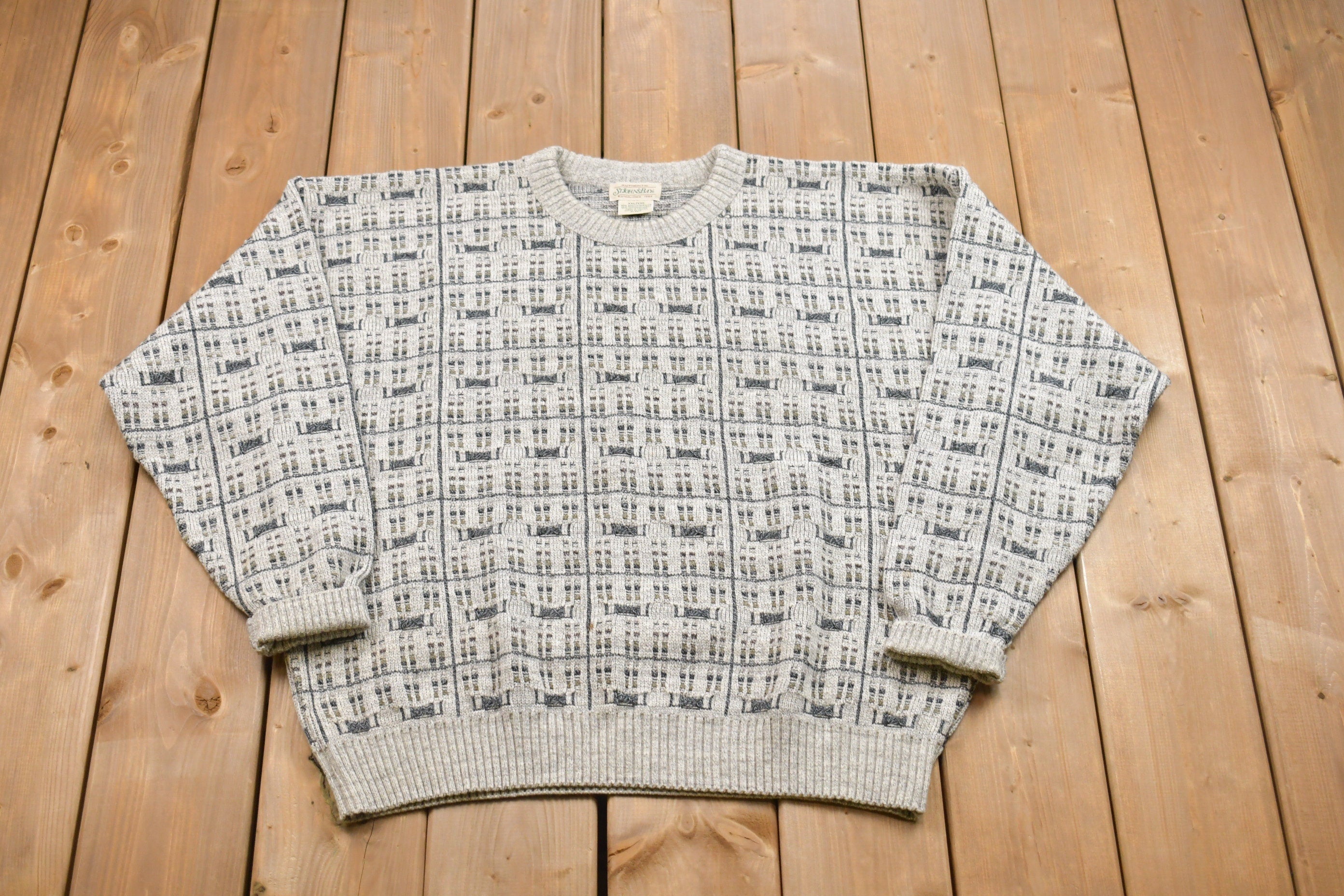 Vintage St. Johns Bay Plaid Knitted Sweater