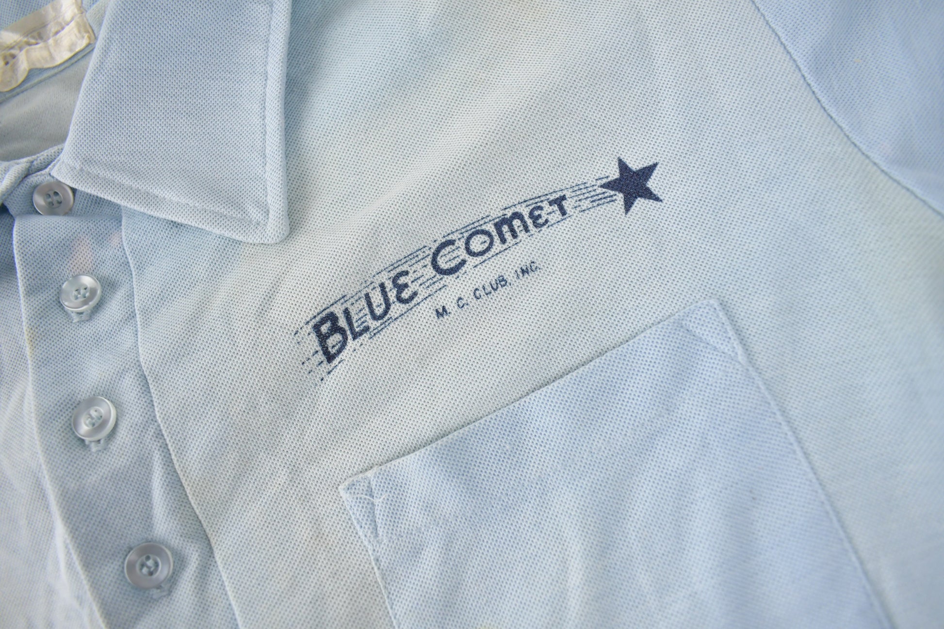 Vintage 1980s Blue Comet M.C. Skippack Quarter Button Polo Shirt Size Small