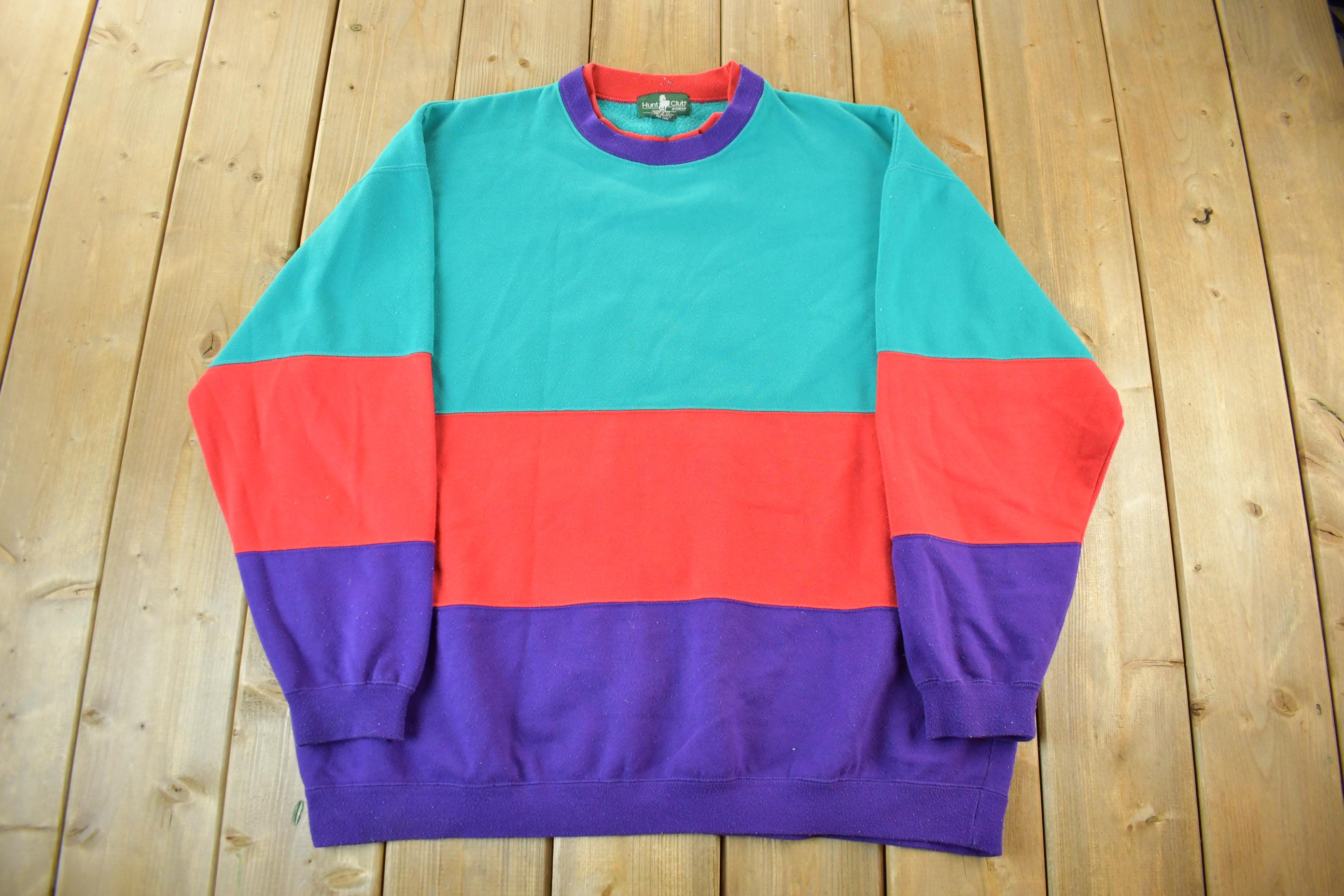 Vintage 1990s Hunt Club Color Block Crewneck Sweatshirt Adult 3X