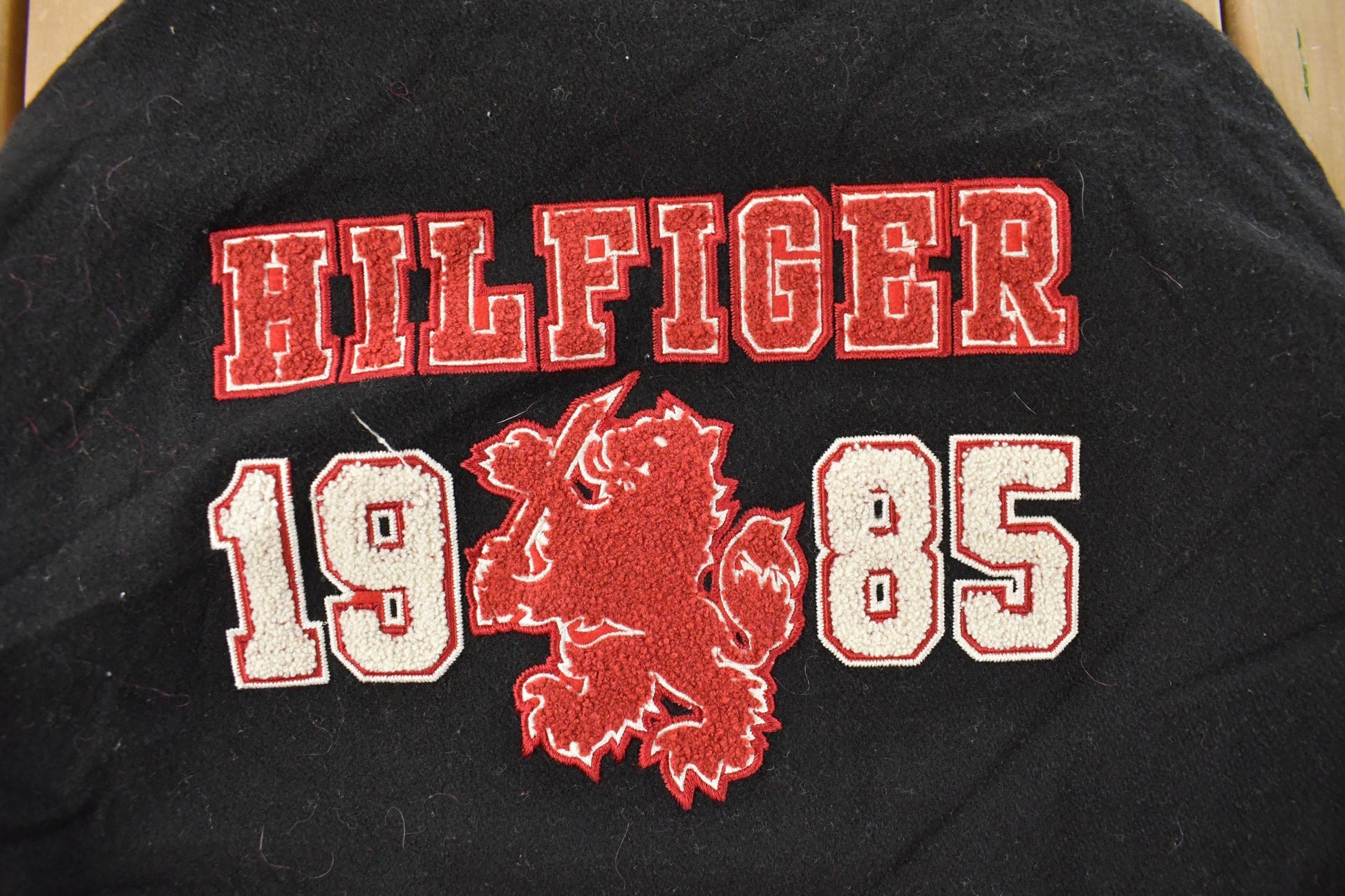 Vintage 1990s Tommy Hilfiger Wool Leather Varsity Jacket Men's Large