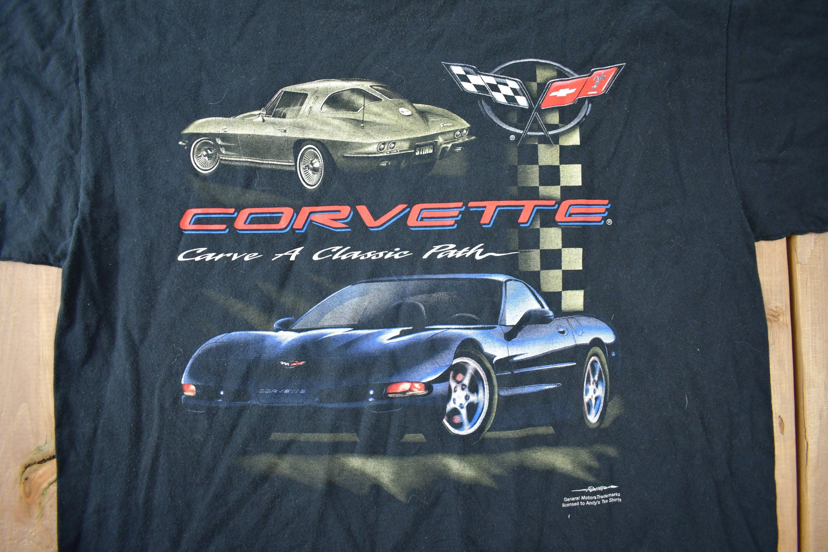 Vintage 1990s Chevy Corvette Racing Graphic T-Shirt Made In USA Size XL