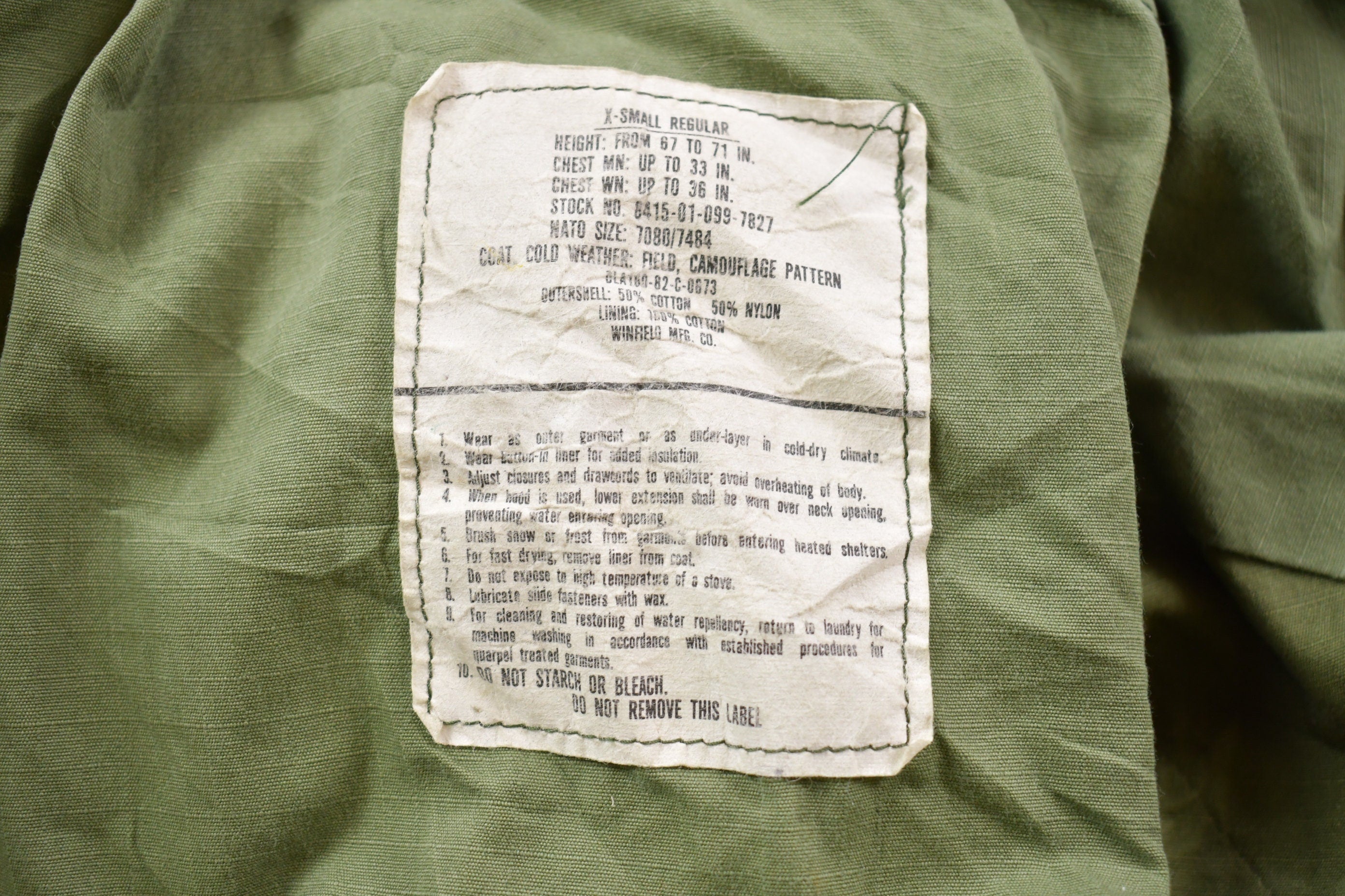 Vintage 1982 Army Cold Weather Field Coat