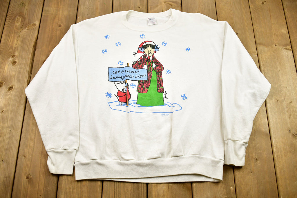 Vintage Anti Winter Funny Crewneck Sweater , Let It Snow Someplace Else! , Winter Wear , Festive Graphic Print , Made In USA