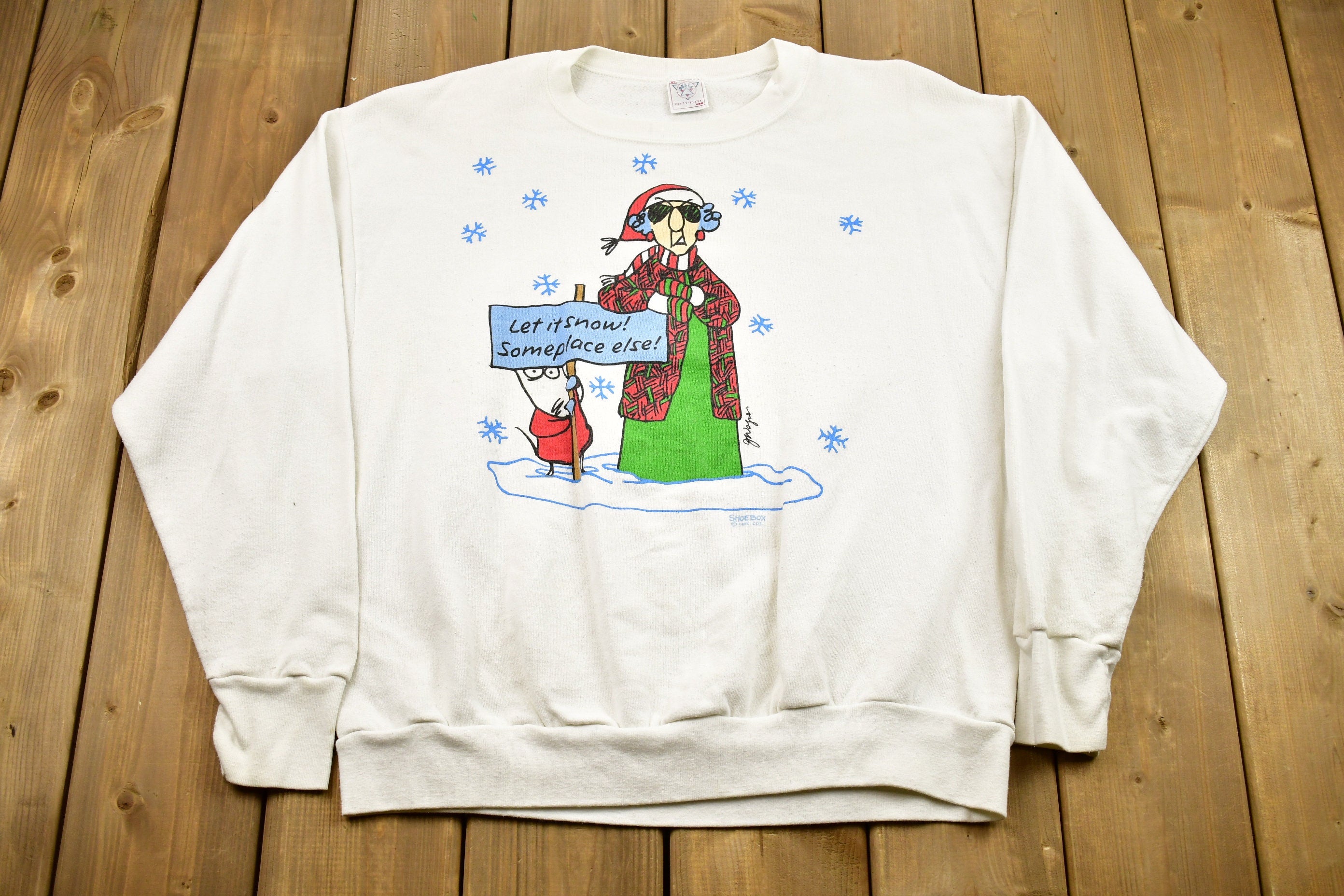 Vintage Anti Winter Funny Crewneck Sweater , Let It Snow Someplace Else! , Winter Wear , Festive Graphic Print , Made In USA